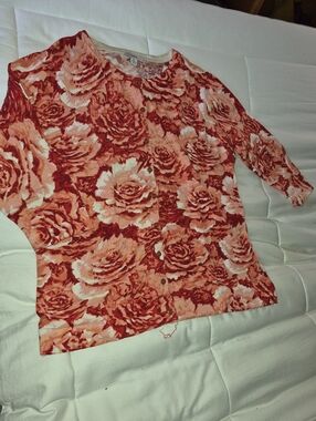 Isaac Mizrahi Red and Pink Floral Button-Down Shirt